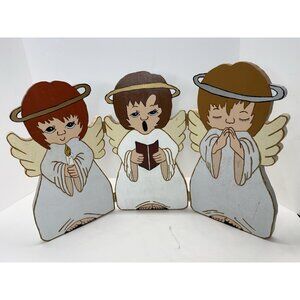 Vintage Christmas Wood Cutout Hand Painted Decoration Angels Choir Chorus